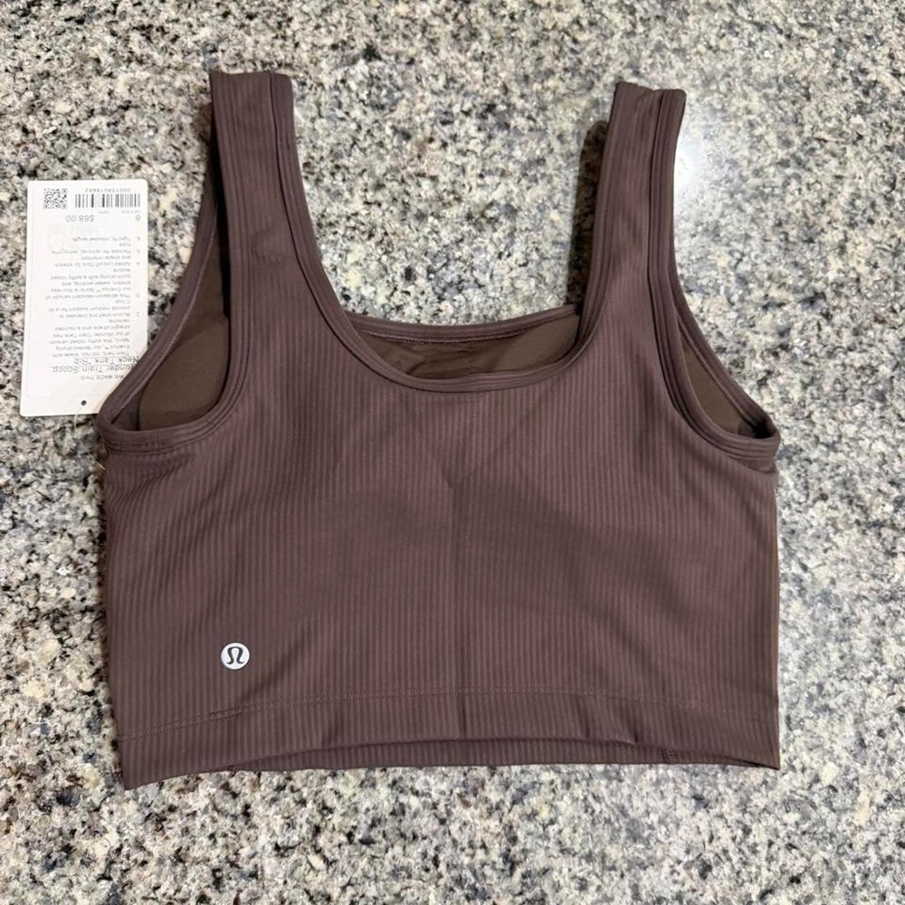 NWT Lululemon Wunder Train Scoop Neck Tank Rib Espresso